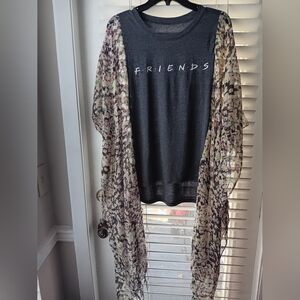 Upcycled Friends Tshirt / Poncho